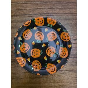 Halloween Jack O Lantern Decoupage Plate 2009 Artisan Hand Made Beth Yost Black